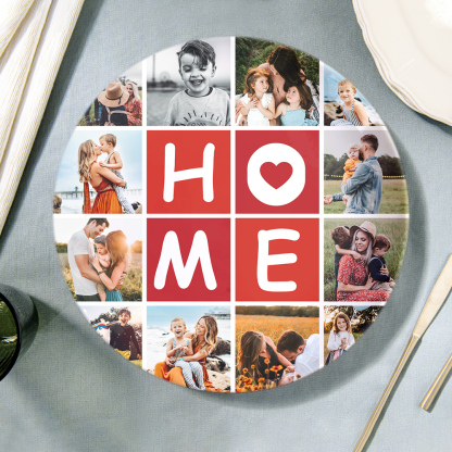 Home Decor Photo Plates Personalised Collage Photo Dinner Plates With 12 Pictures-Blongser
