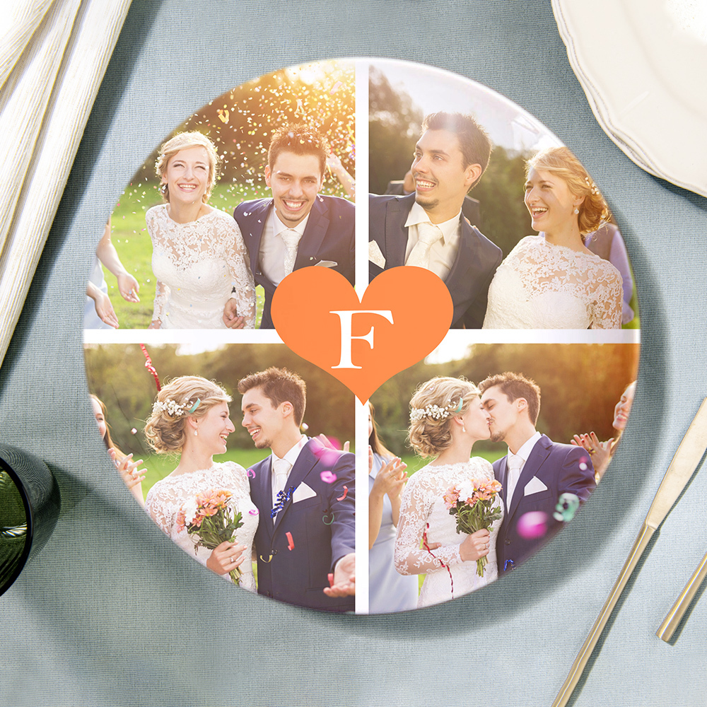 Personalized Alphabet Ceramic Dish Plate Custom Printed Photo Dinner Plate Tableware-Blongser