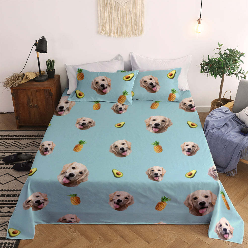 Personalized Pet Face Photo Bedding Set Custom Bedding Duvet Cover Bedding Sheet Gifts-Blongser