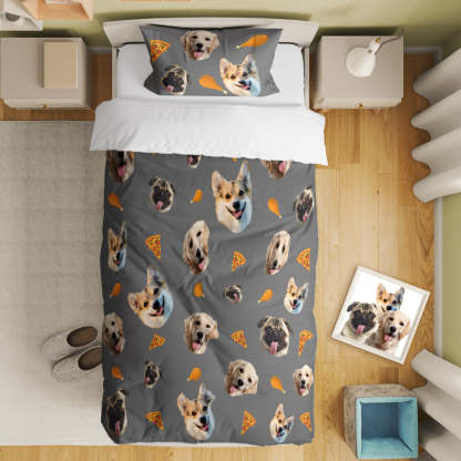 Personalized Pet Face Photo Bedding Set Custom Bedding Duvet Cover Bedding Sheet Gifts-Blongser