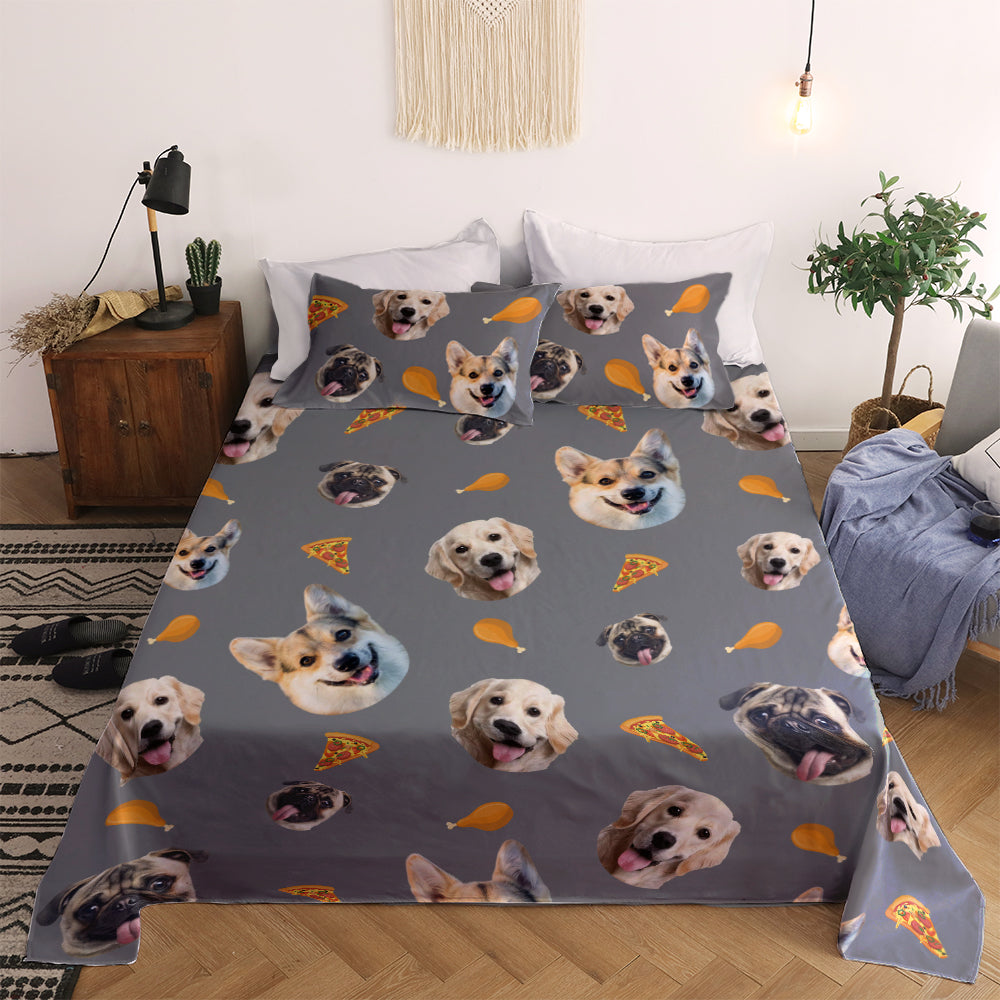 Personalized Pet Face Photo Bedding Set Custom Bedding Duvet Cover Bedding Sheet Gifts-Blongser