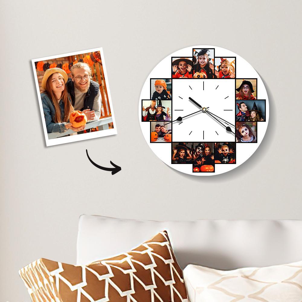 Custom Collage Photo Wall Clock 12 Pictures-Blongser