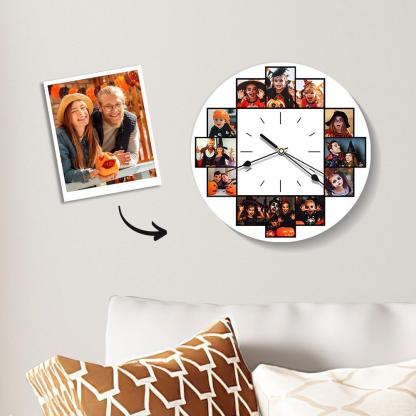 Custom Collage Photo Wall Clock 12 Pictures-Blongser