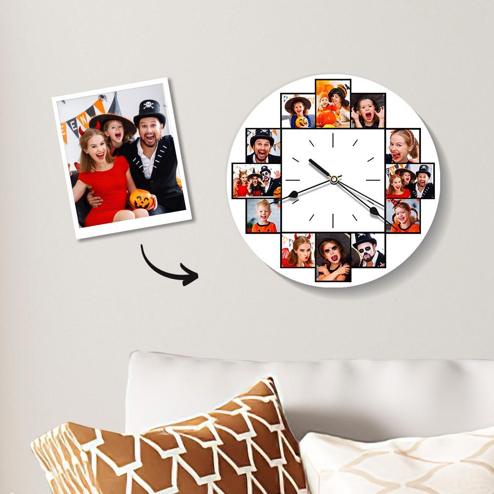 Custom Collage Photo Wall Clock 12 Pictures-Blongser