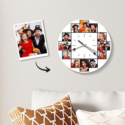 Custom Collage Photo Wall Clock 12 Pictures-Blongser