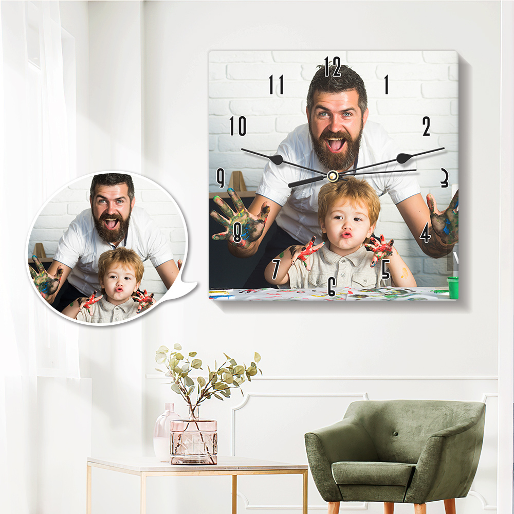 Custom Square Photo Wall Clock-Blongser