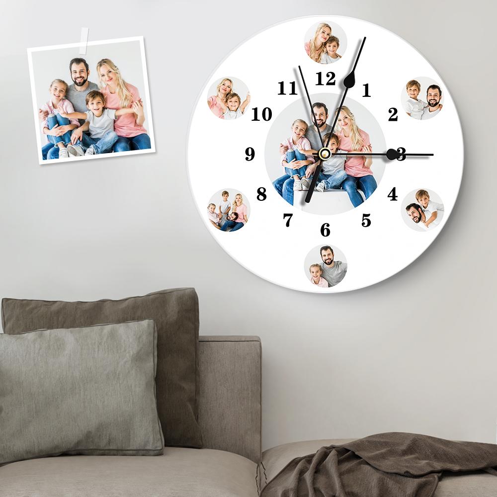 Custom Photo Clock Personalized Wall Clock with Multiple Photos-Blongser
