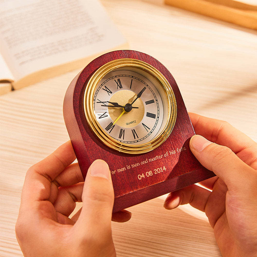 Custom Engraved Clock Vintage Home Commemorate Wood Gifts-Blongser