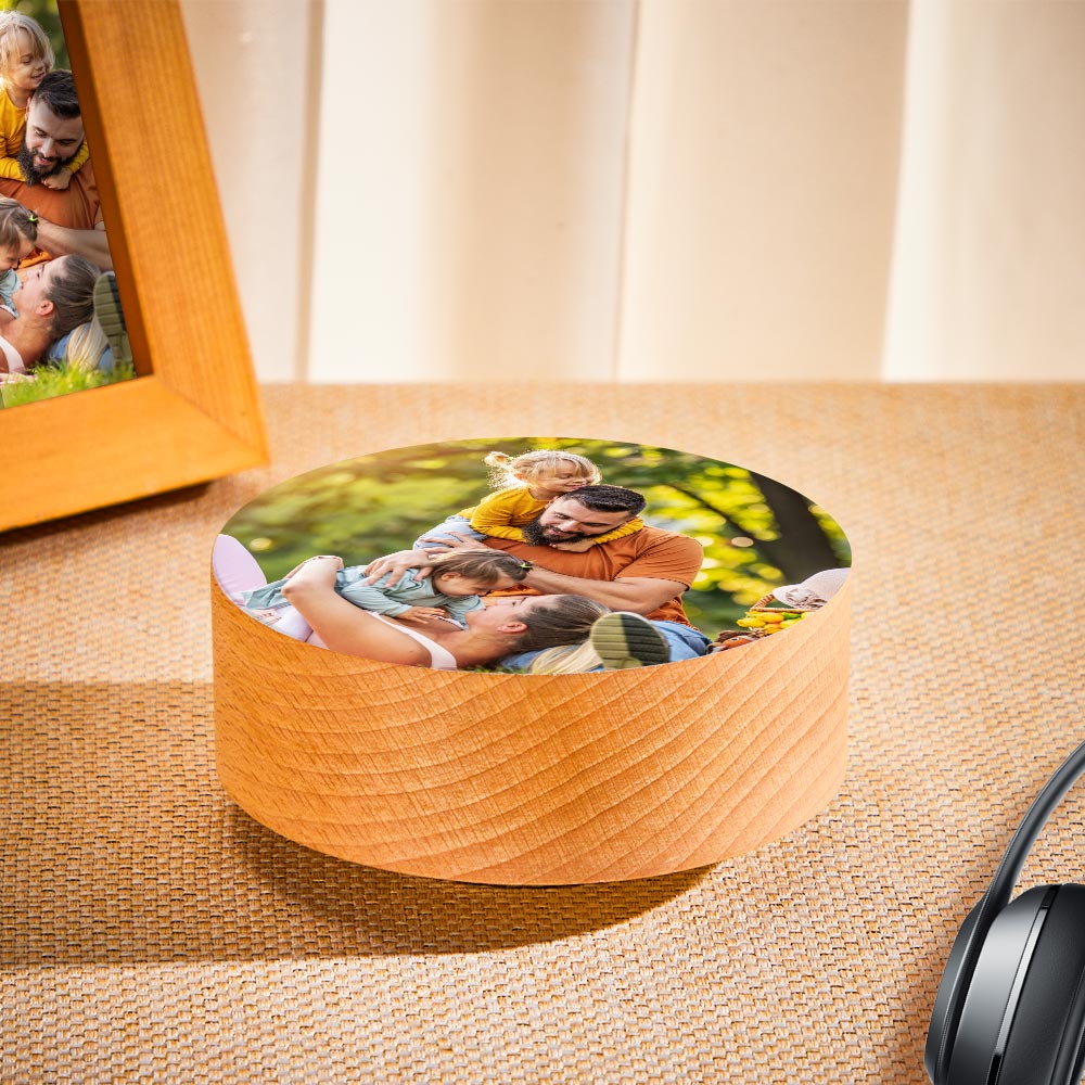 Custom Photo Wooden Music Box Rotating Base Music Tabel Decoration Castle in the Sky-Blongser