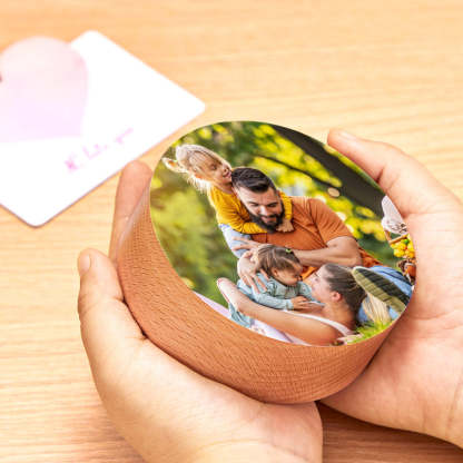 Custom Photo Wooden Music Box Rotating Base Music Tabel Decoration Castle in the Sky-Blongser