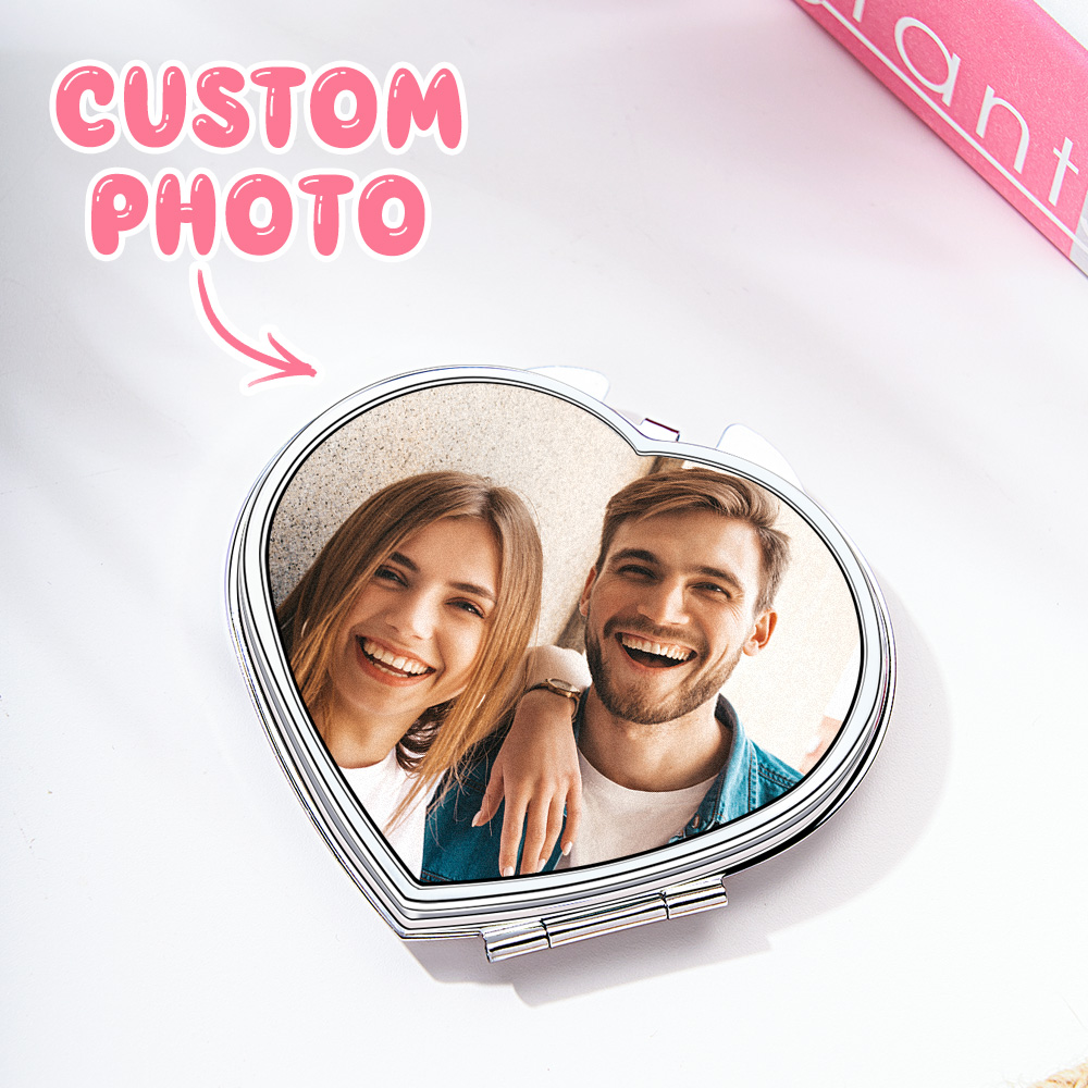Personalized Photo Compact Portable Mirror Travel Birthday Gift for Her-Blongser