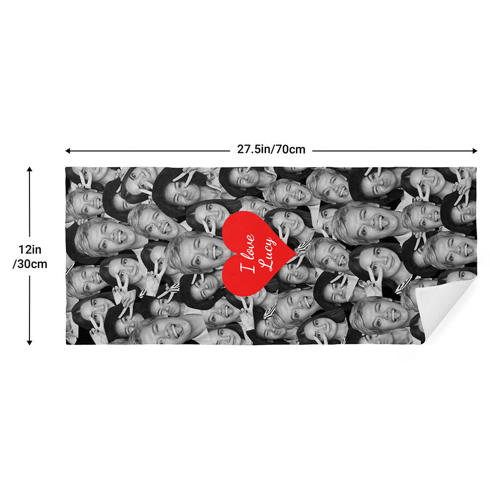 Custom Red Heart Towel Personalized Photo Towel Funny Gift-Blongser