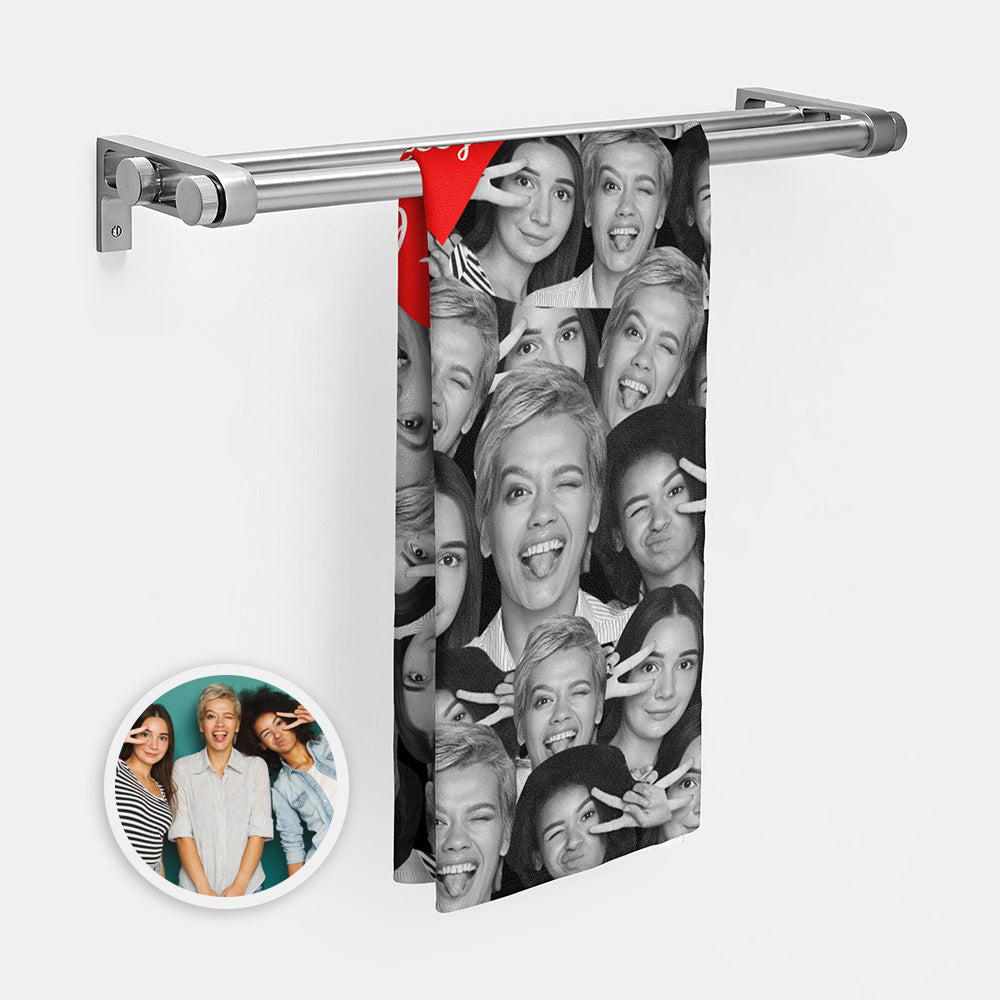 Custom Red Heart Towel Personalized Photo Towel Funny Gift-Blongser