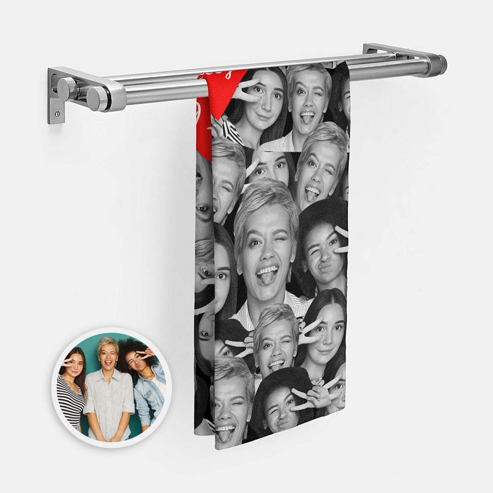 Custom Red Heart Towel Personalized Photo Towel Funny Gift-Blongser