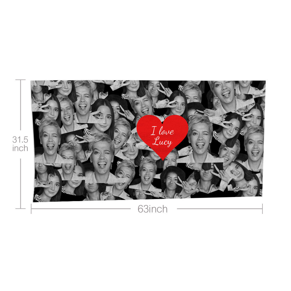 Custom Red Heart Towel Personalized Photo Towel Funny Gift-Blongser