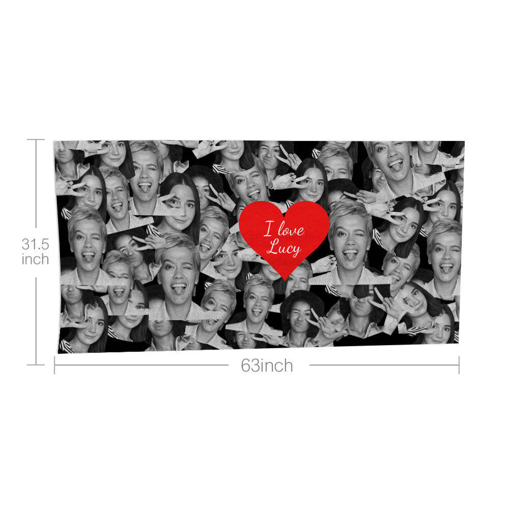 Custom Red Heart Towel Personalized Photo Towel Funny Gift-Blongser