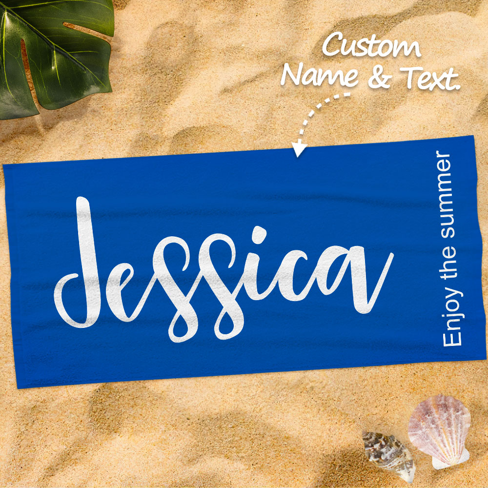 Personalized Beach Towel Custom Name Text Pool Bath Towel-Blongser