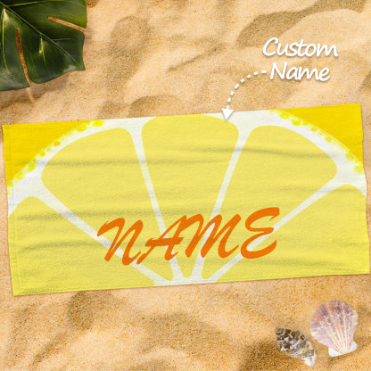 Personalized Name Orange Fruit Printed Beach Towel-Blongser