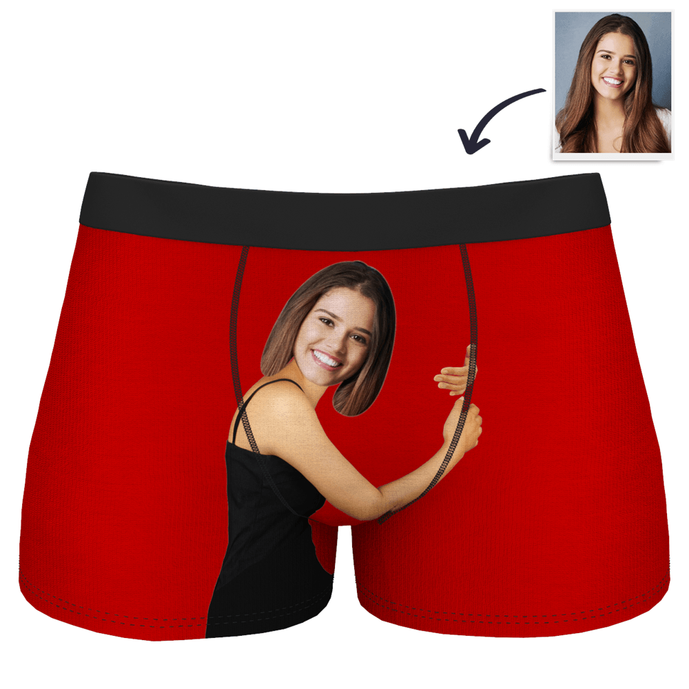 Custom Girlfriend Hugs Boxer Shorts Christmas Gift For Him-Blongser