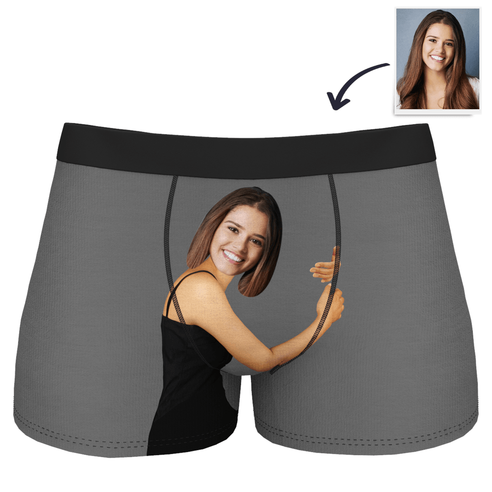 Custom Girlfriend Hugs Boxer Shorts Christmas Gift For Him-Blongser