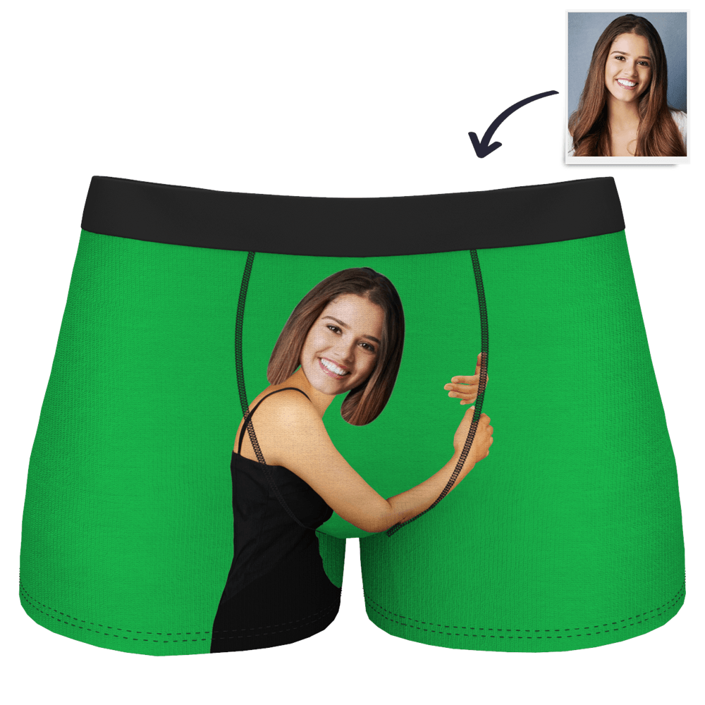 Custom Girlfriend Hugs Boxer Shorts Christmas Gift For Him-Blongser