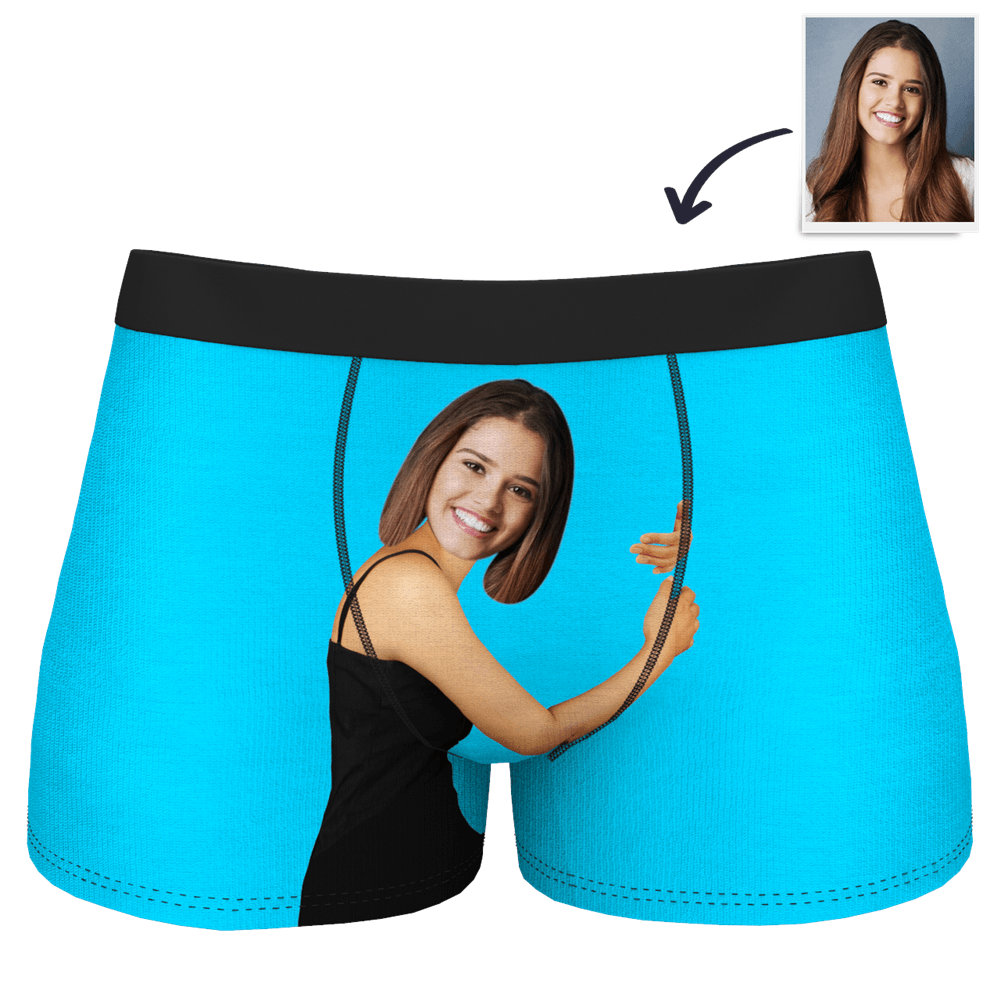 Custom Girlfriend Hugs Boxer Shorts Christmas Gift For Him-Blongser