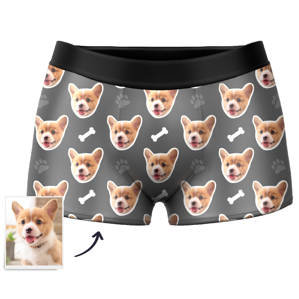 Custom Dog Face Boxers Personalized Men's Underwear with Preview