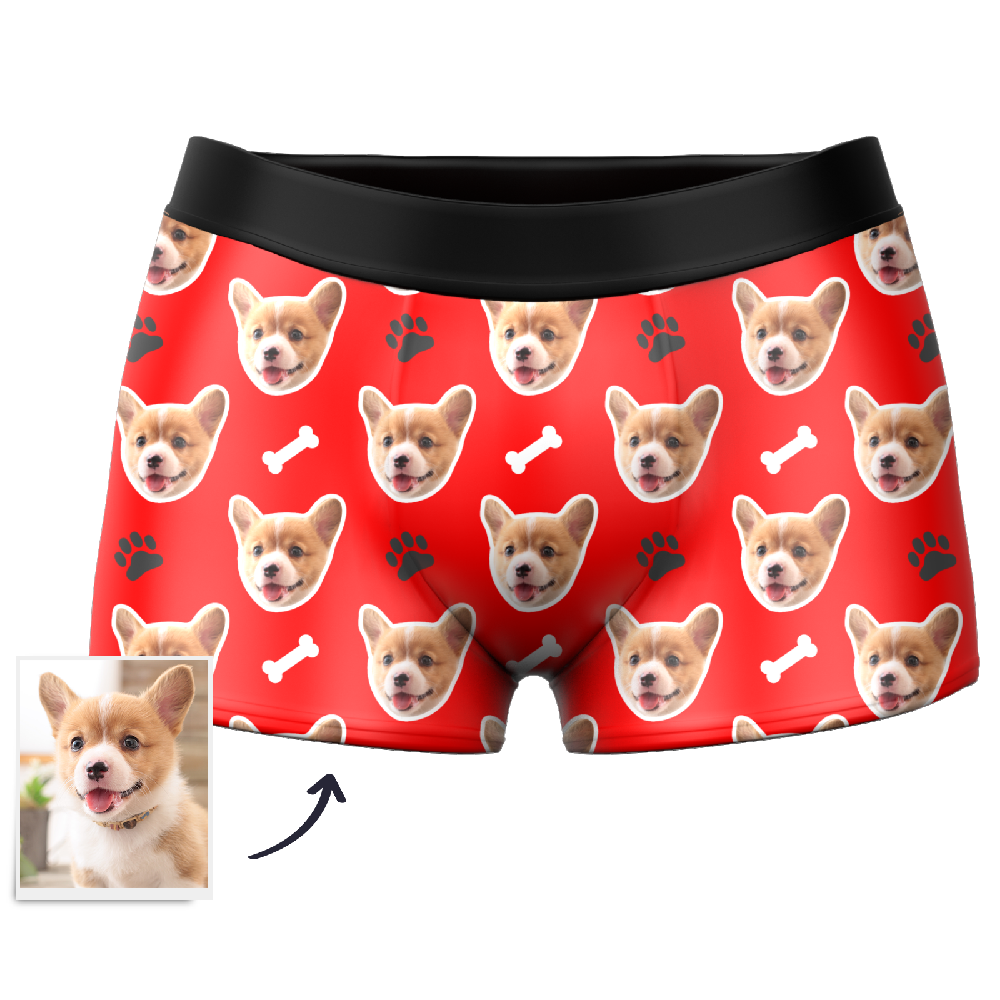 Custom Dog Face Boxers Personalized Men's Underwear with Preview