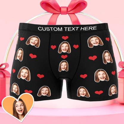 Custom Heart Face Boxer Briefs Men's Underwear-Blongser