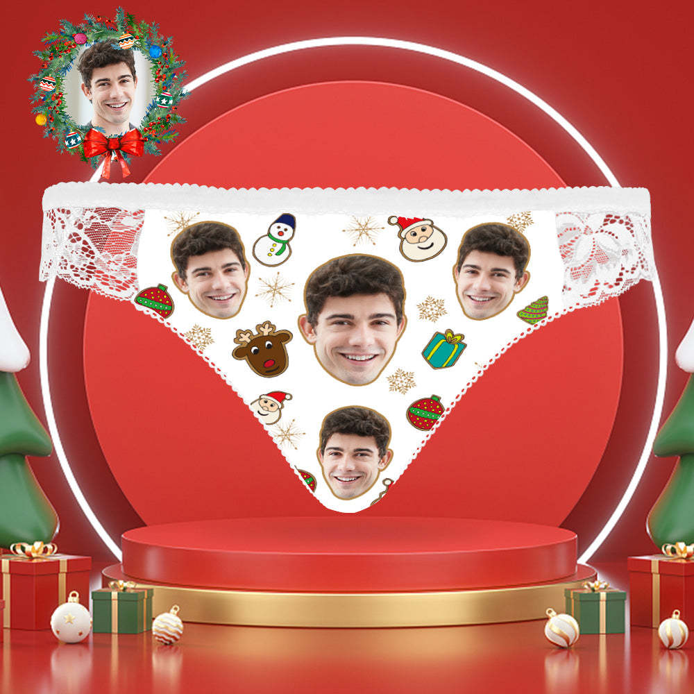 Custom Face Lace Panties Personalised Photo Sexy Women Underwear Christmas Gifts-Blongser