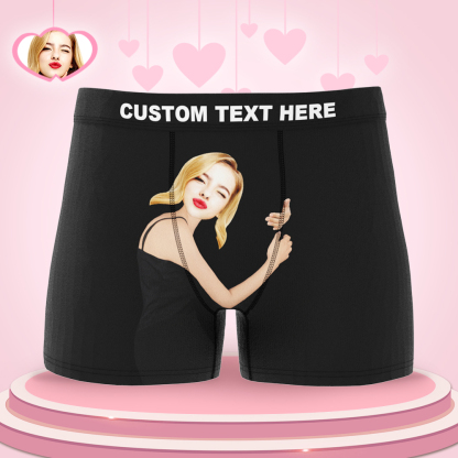 Custom Love Hug Boxer Shorts Personalized Boxers Briefs with Picture with Package-Blongser