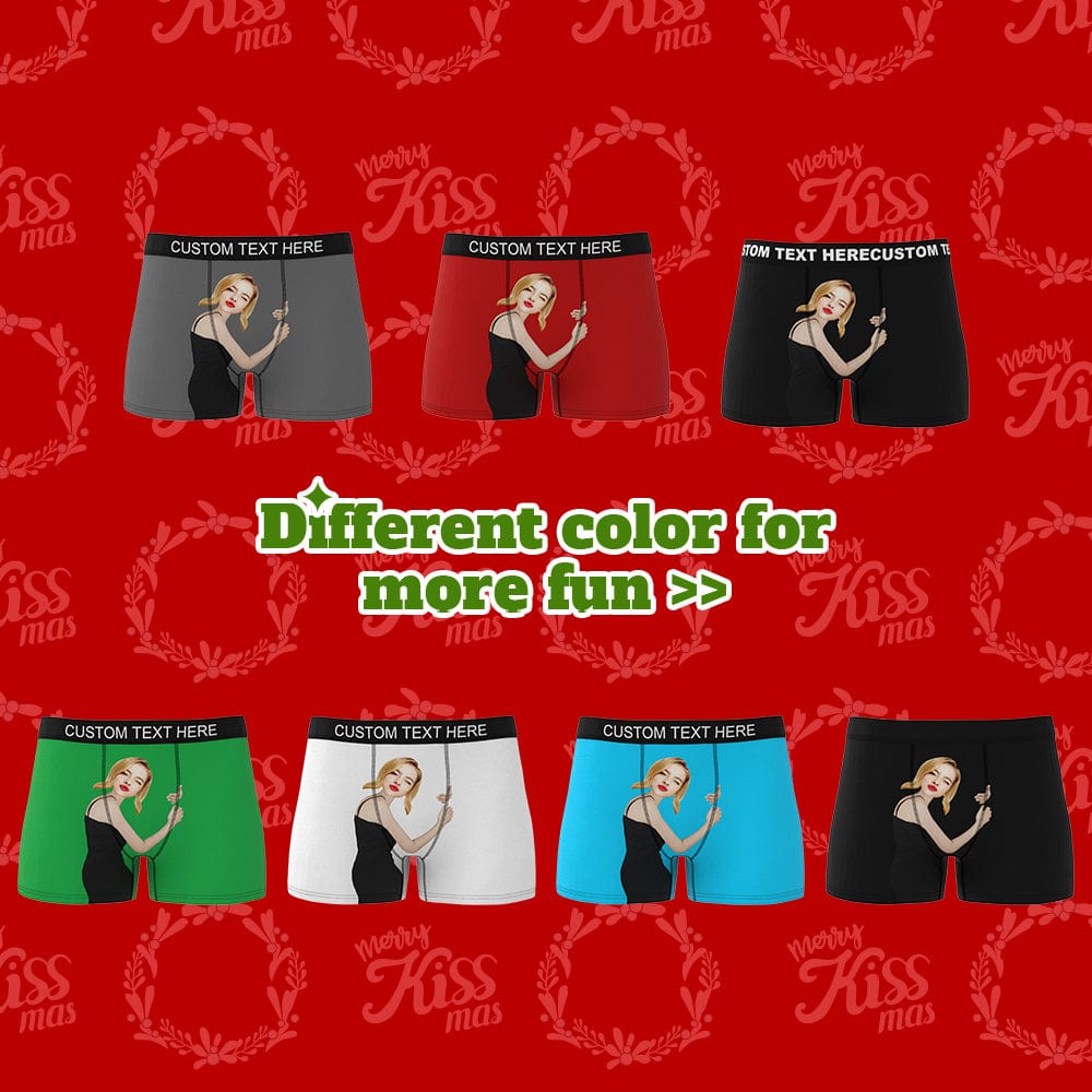 Custom Girlfriend Hugs Boxer Shorts Christmas Gift For Him-Blongser