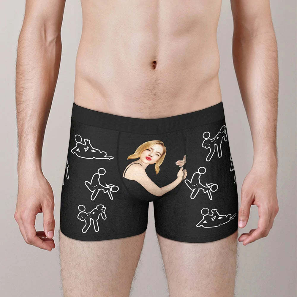 Personalize Face Boxer Custom Sexy Naughty Underwear Gifts for Him-Blongser