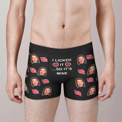 Custom Face Boxer I Licked It So It's Mine Underwear Valentine's Day Gift for Boyfriend-Blongser