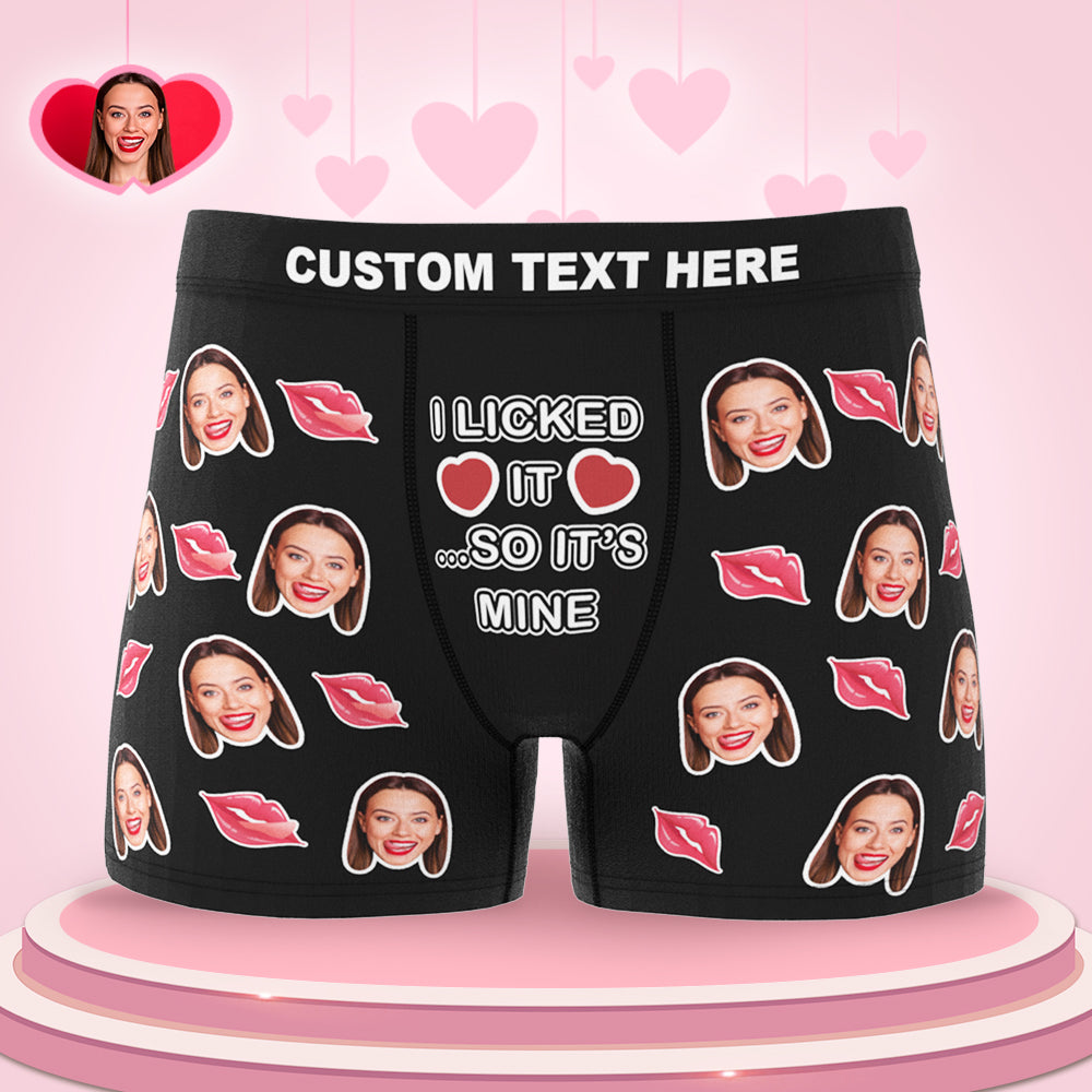 Custom Face Boxer I Licked It So It's Mine Underwear Valentine's Day Gift for Boyfriend-Blongser