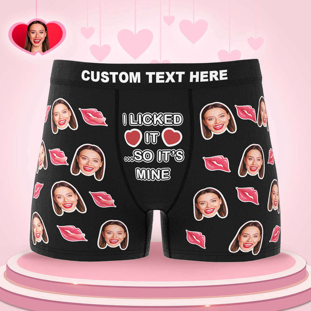 Custom Face Boxer I Licked It So It's Mine Underwear Valentine's Day Gift for Boyfriend-Blongser
