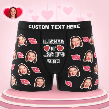 Custom Face Boxer I Licked It So It's Mine Underwear Valentine's Day Gift for Boyfriend-Blongser