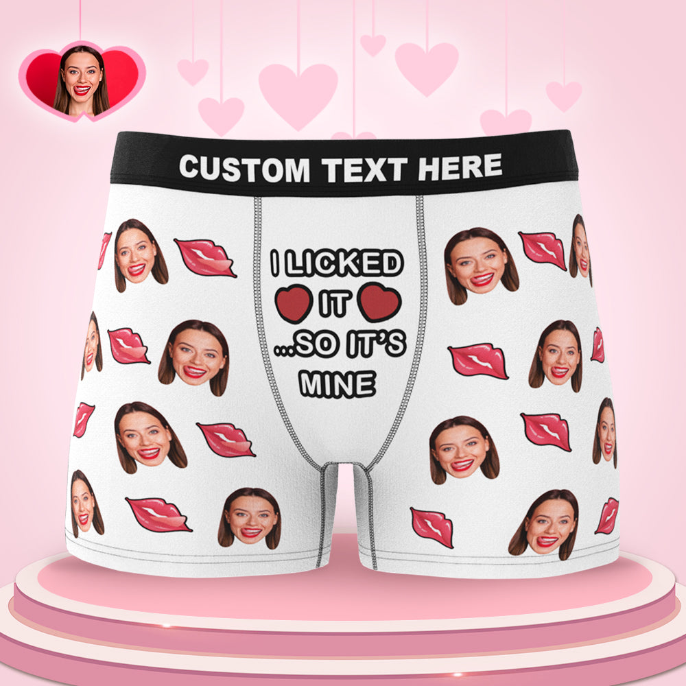 Custom Face Boxer I Licked It So It's Mine Underwear Valentine's Day Gift for Boyfriend-Blongser