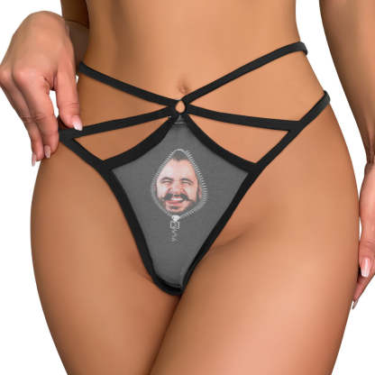 Custom Face Thong Personalized Zipper Photo Women's Funny Thongs Female Boxer for Gift-Blongser