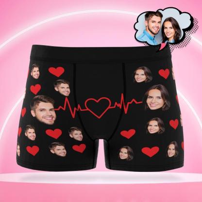 Personalized Two Face Boxer Briefs Men's Heart Underwear-Blongser