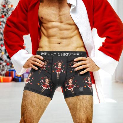 Custom Photo Boxer Santa Claus Face Underwear Couple Gifts Christmas Gift AR View-Blongser