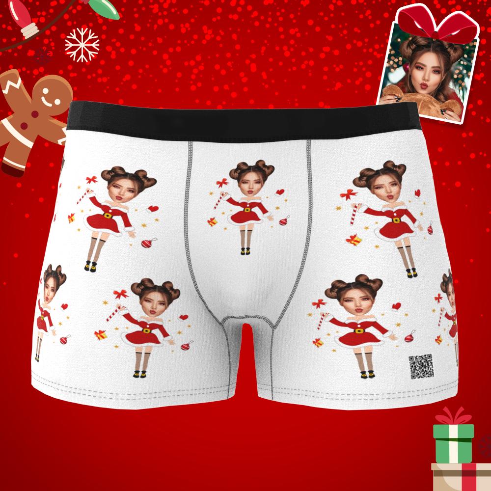 Custom Photo Boxer Santa Claus Face Underwear Couple Gifts Christmas Gift AR View-Blongser