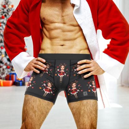 Custom Photo Boxer Santa Claus Face Underwear Couple Gifts Christmas Gift AR View-Blongser