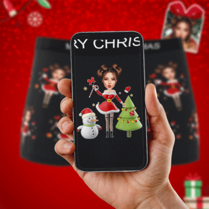 Custom Photo Boxer Santa Claus Face Underwear Couple Gifts Christmas Gift AR View-Blongser