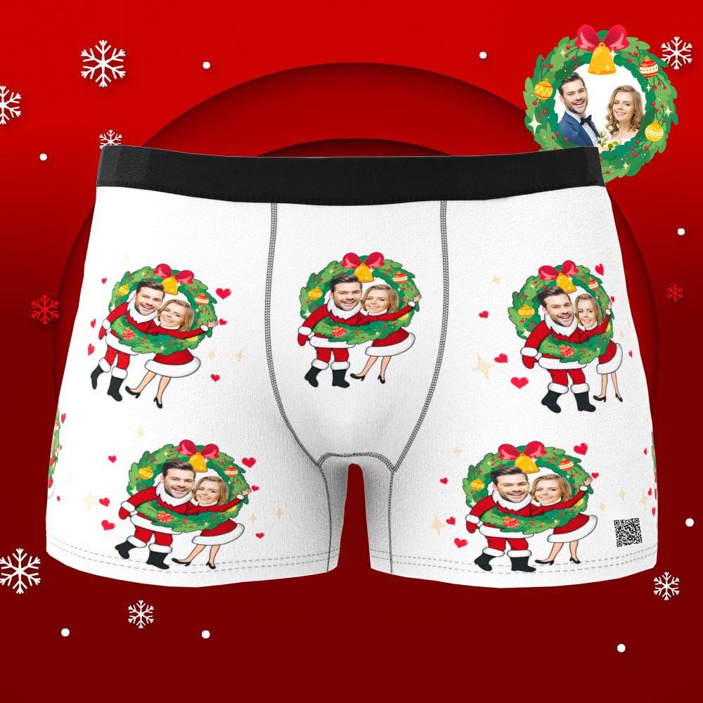 Custom Photo Boxer Face Underwear Double Santa Claus Couple Gifts Christmas Gift AR View-Blongser