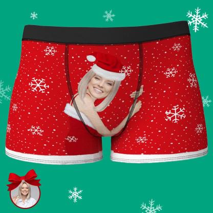 Custom Face Christmas Underwear Men's Boxers Briefs-Blongser