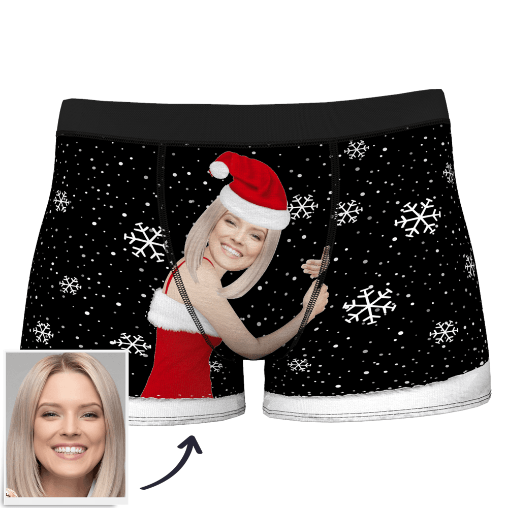 Custom Face Christmas Underwear Men's Boxers Briefs-Blongser