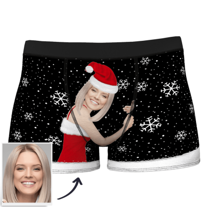 Custom Face Christmas Underwear Men's Boxers Briefs-Blongser