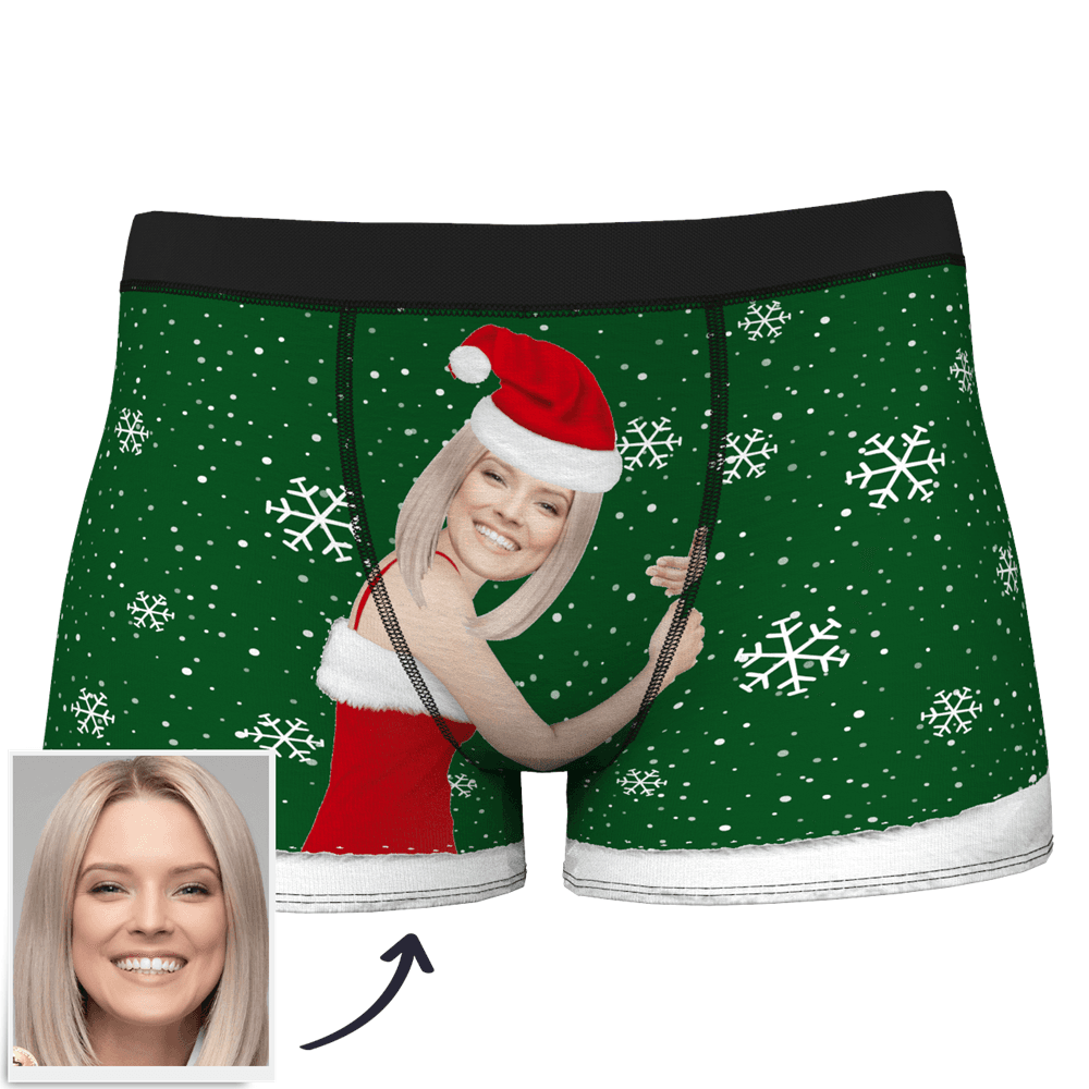 Custom Face Christmas Underwear Men's Boxers Briefs-Blongser