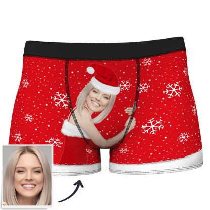 Custom Face Christmas Underwear Men's Boxers Briefs-Blongser